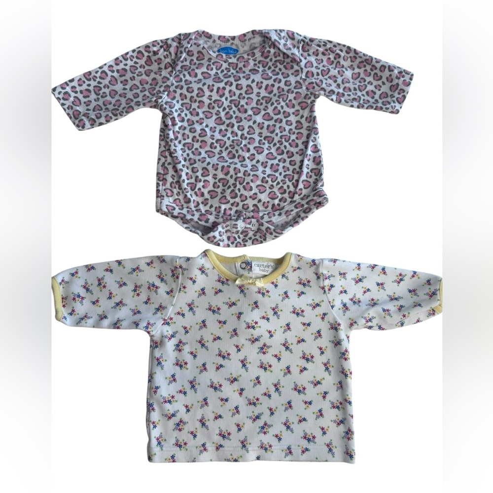 2 Baby Girl 3mo sized long sleeve tops shirt & onesie